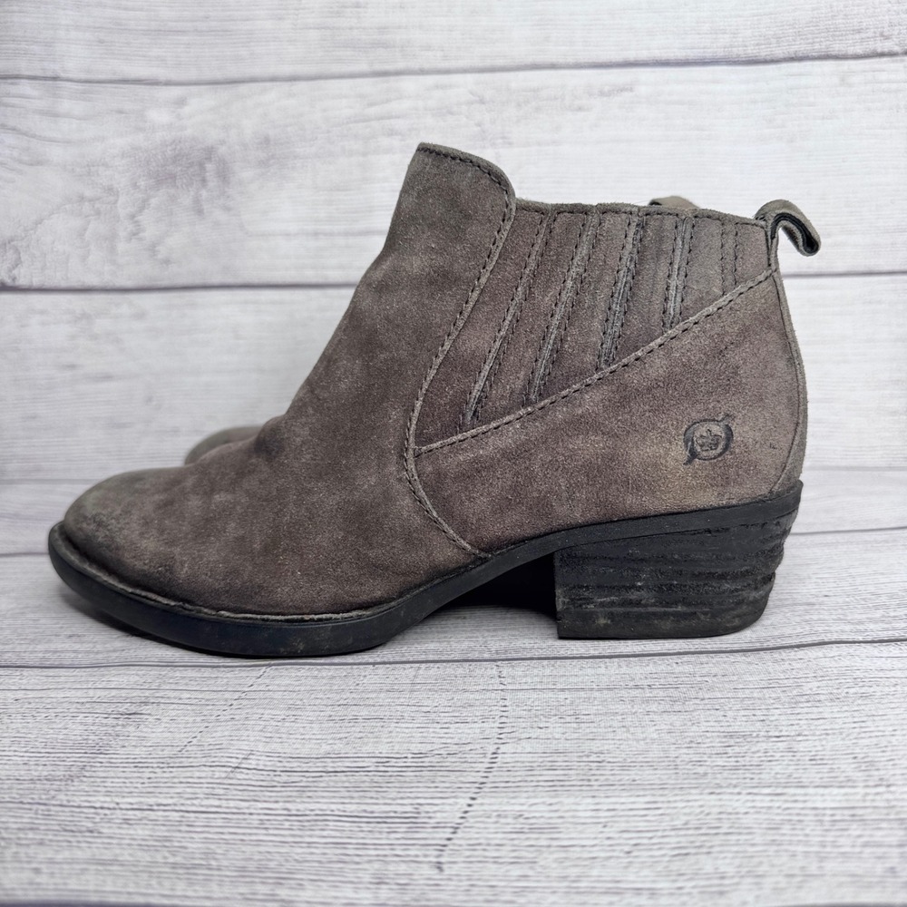 Born Kerri Brown Suede Ankle Boots Womens 7M Western Stacked Heel F29422‎ CQG17